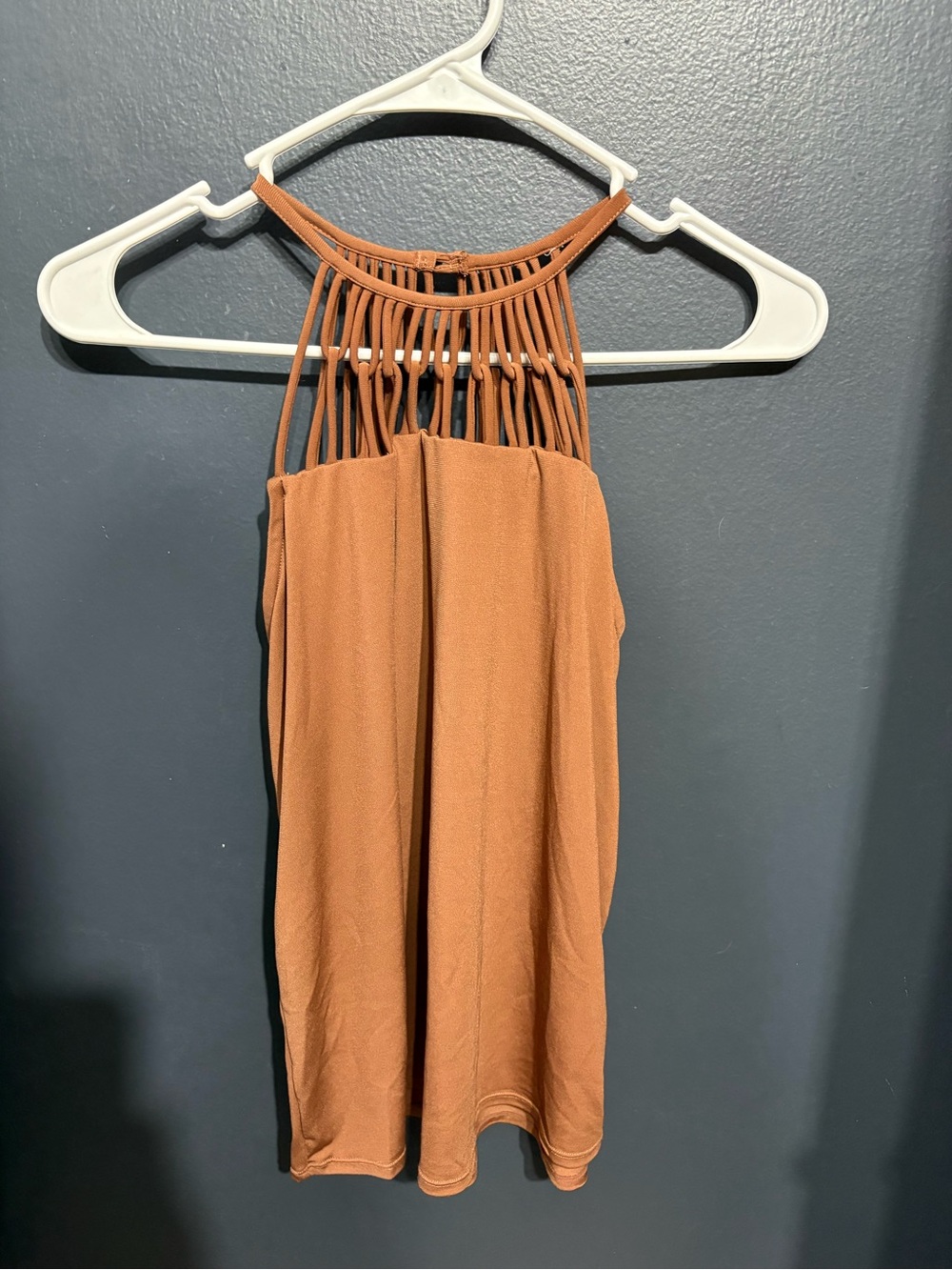 Buckle Rust Brown Strappy Halter Tank Top